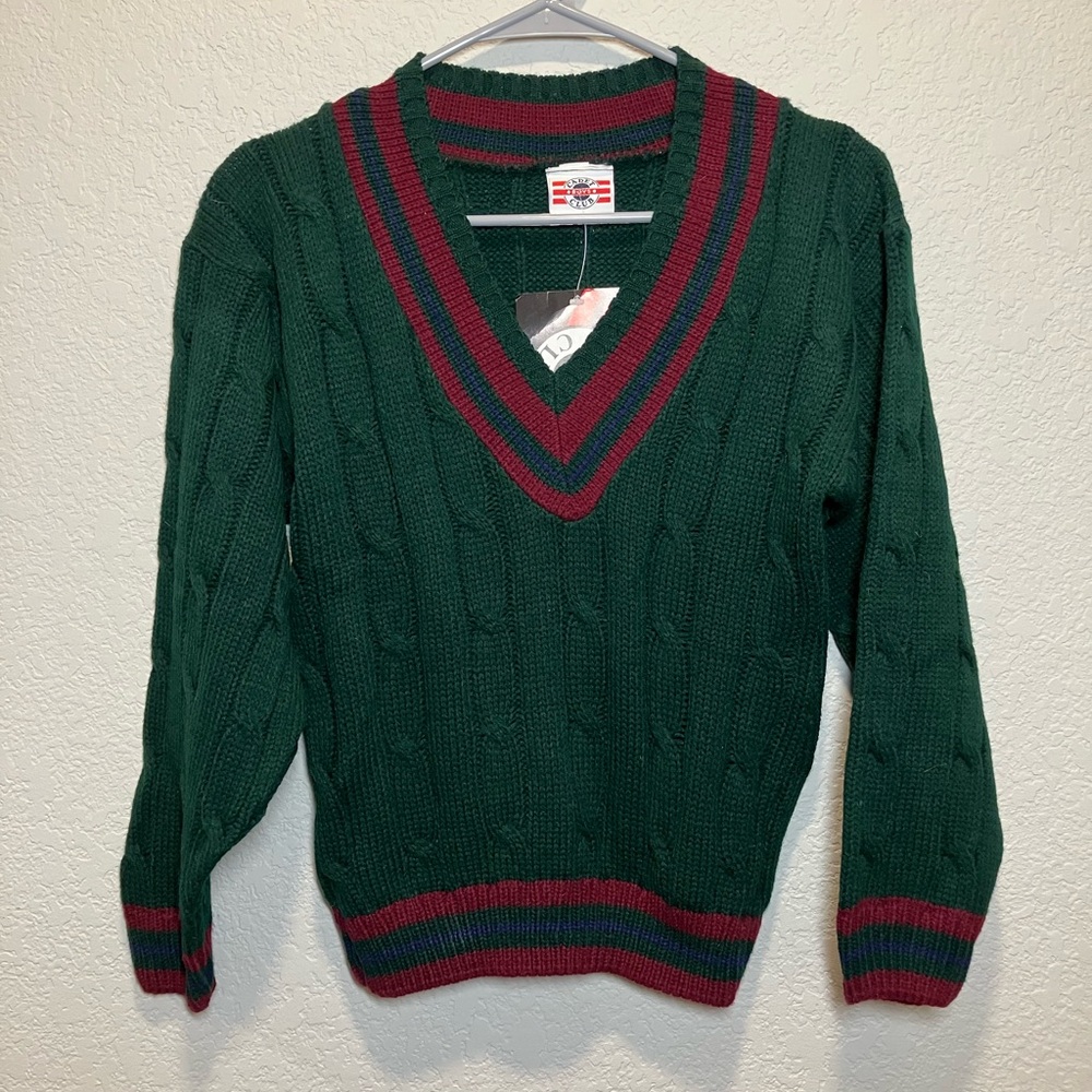 Vintage Cadet Club cable knit cricket sweater.